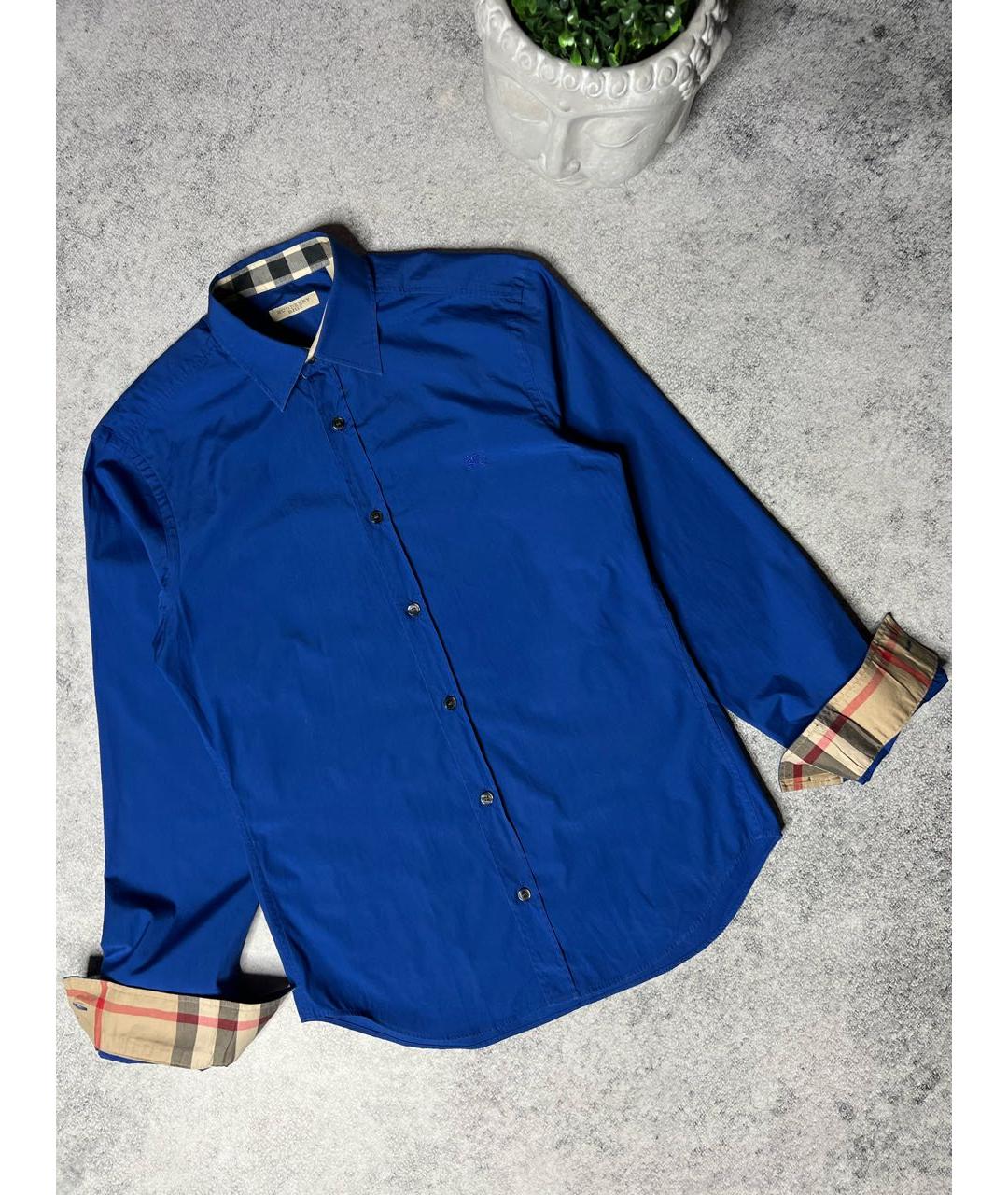 BURBERRY Синяя хлопковая классическая рубашка, фото 3
