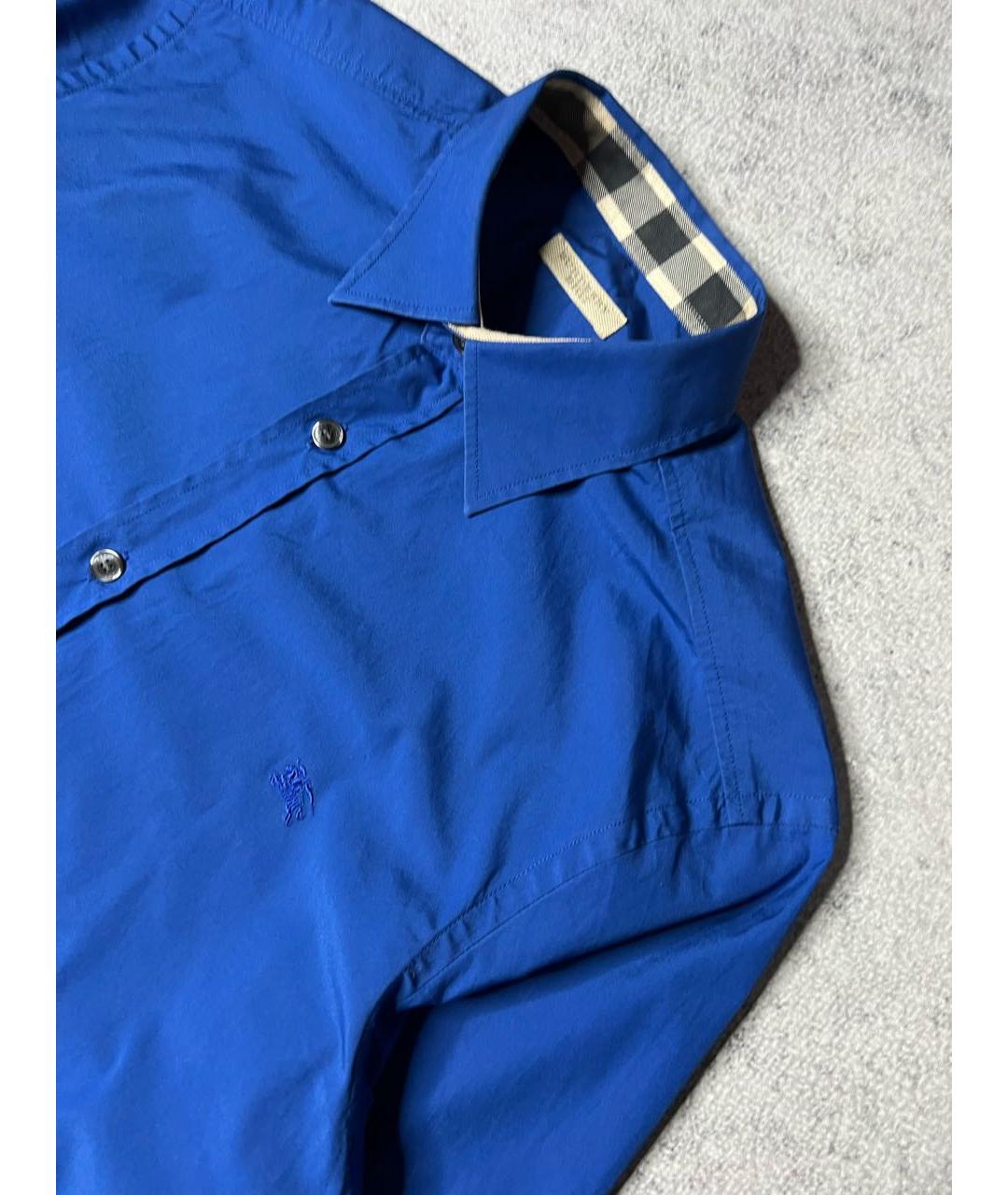 BURBERRY Синяя хлопковая классическая рубашка, фото 4