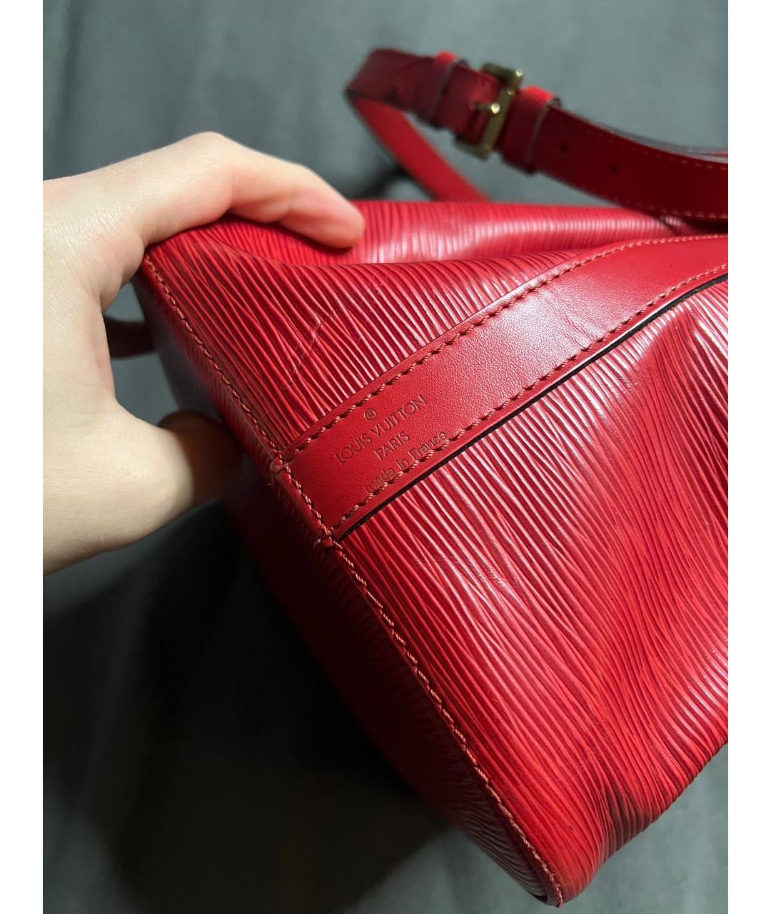 LOUIS VUITTON Красная кожаная сумка тоут, фото 5