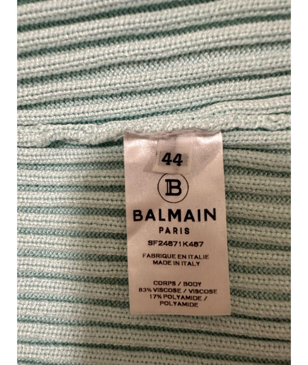 BALMAIN Бирюзовая вискозная юбка миди, фото 3