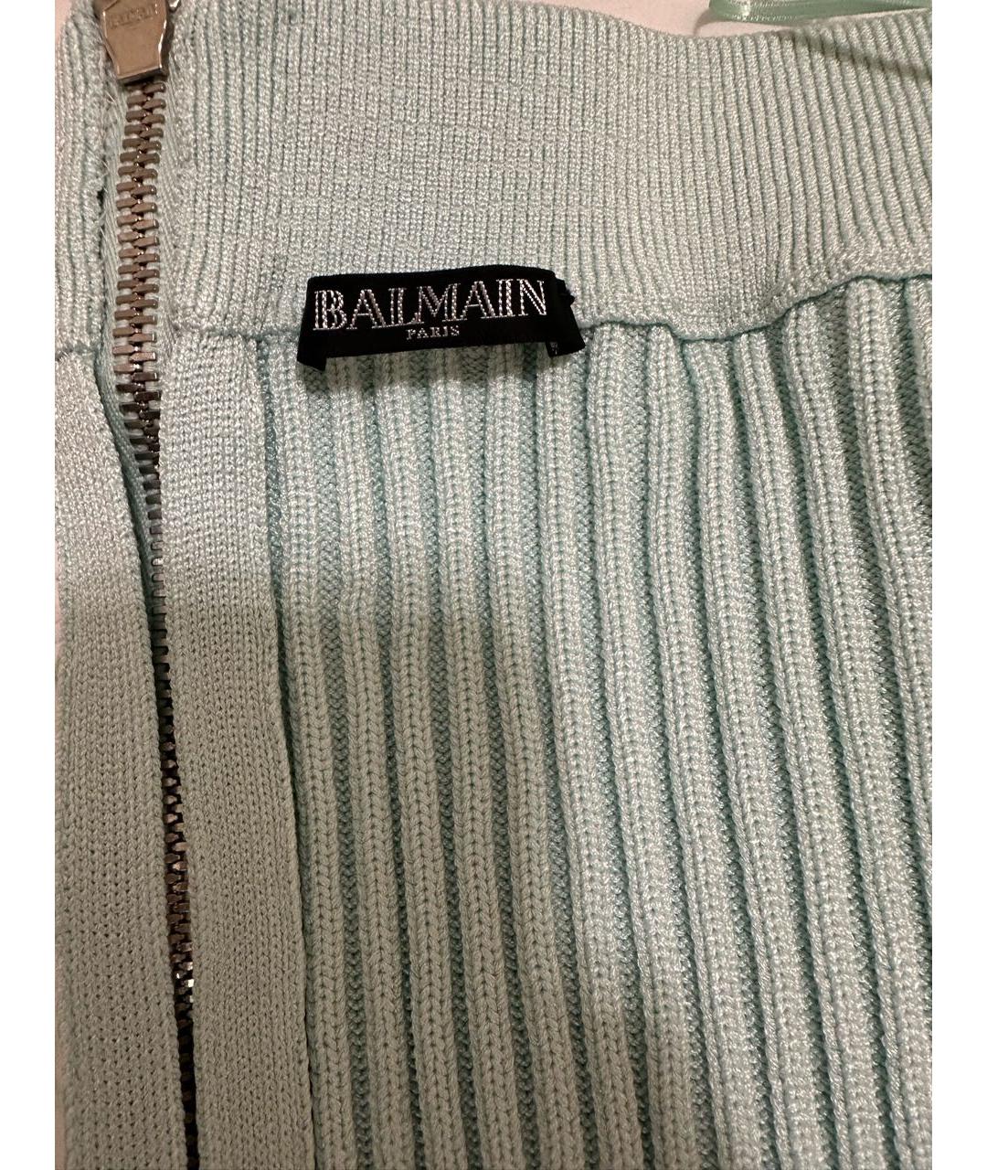 BALMAIN Бирюзовая вискозная юбка миди, фото 4