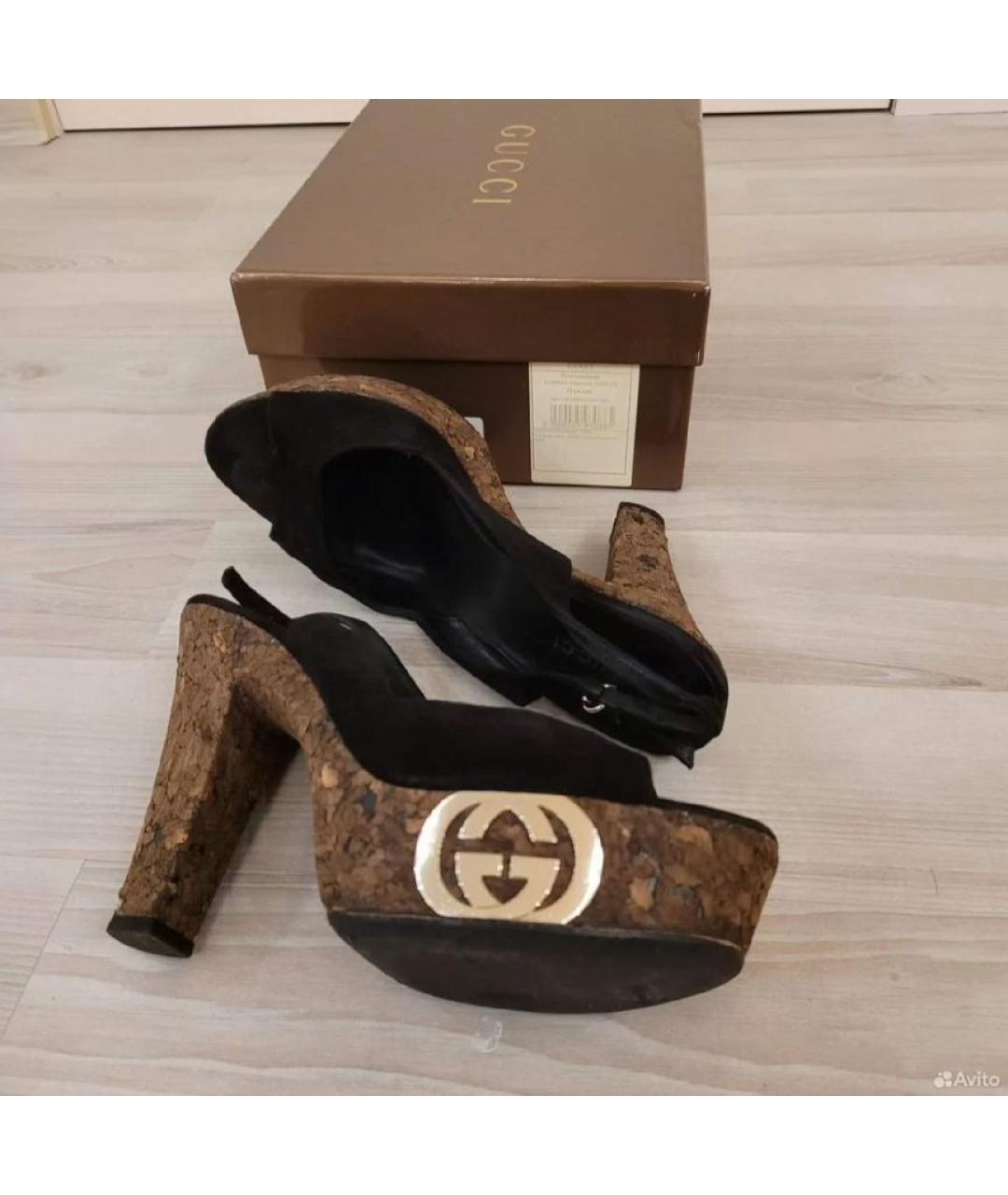 GUCCI Черные замшевые босоножки, фото 2