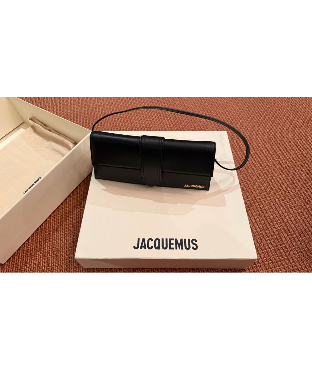 JACQUEMUS Черная кожаная сумка через плечо, фото 6