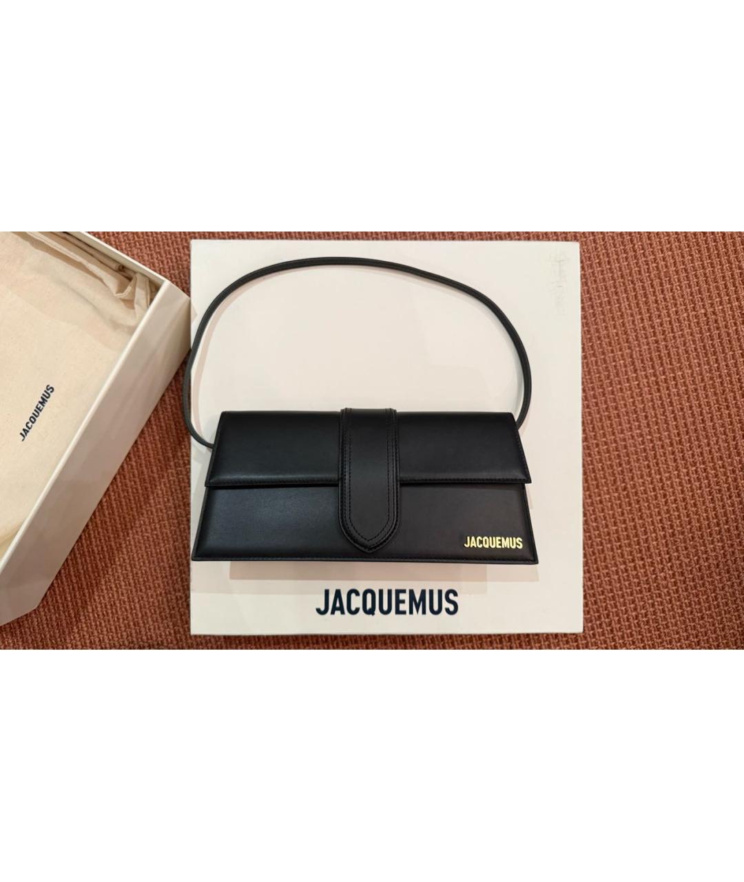 JACQUEMUS Черная кожаная сумка через плечо, фото 9