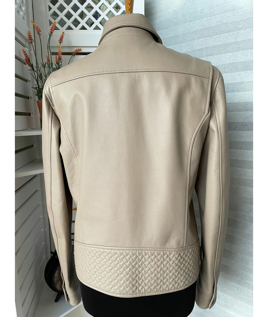 BOTTEGA VENETA Бежевая кожаная куртка, фото 2