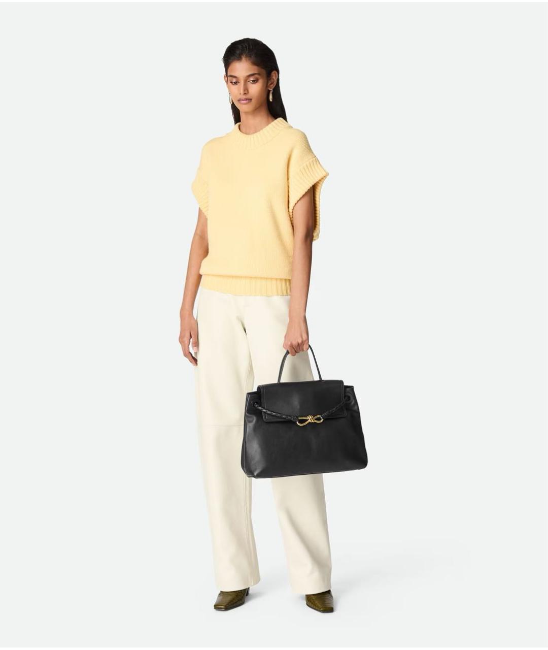 BOTTEGA VENETA Черная кожаная сумка с короткими ручками, фото 7