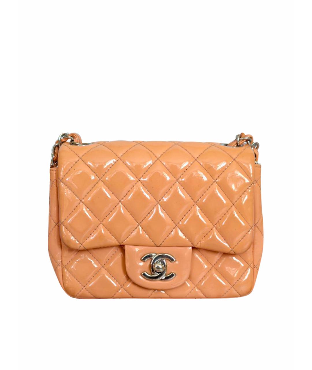 CHANEL Оранжевая сумка через плечо из лакированной кожи, фото 1