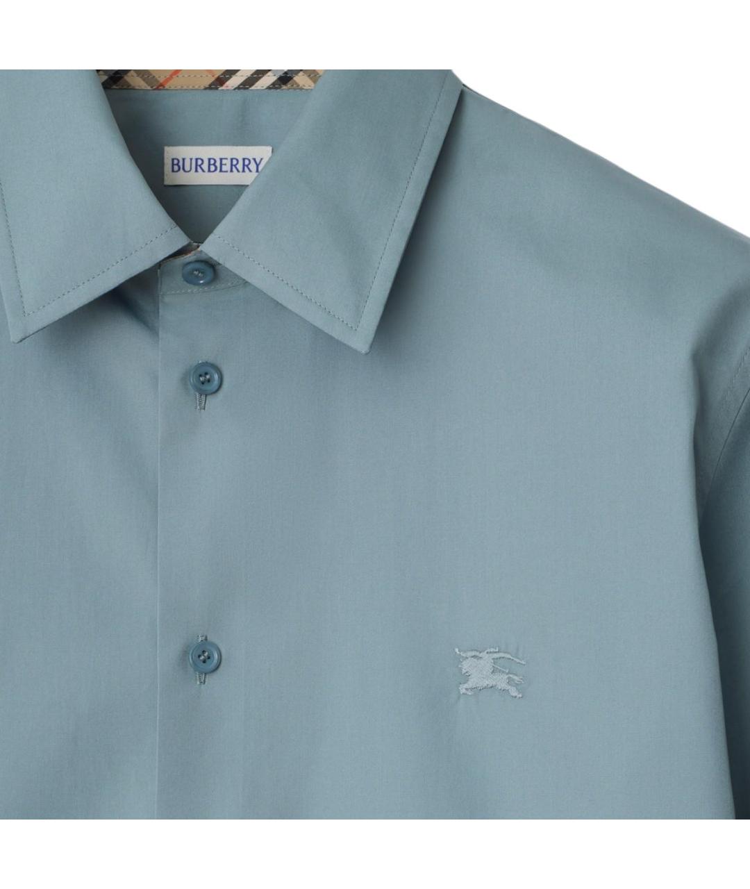 BURBERRY Синяя хлопковая кэжуал рубашка, фото 4