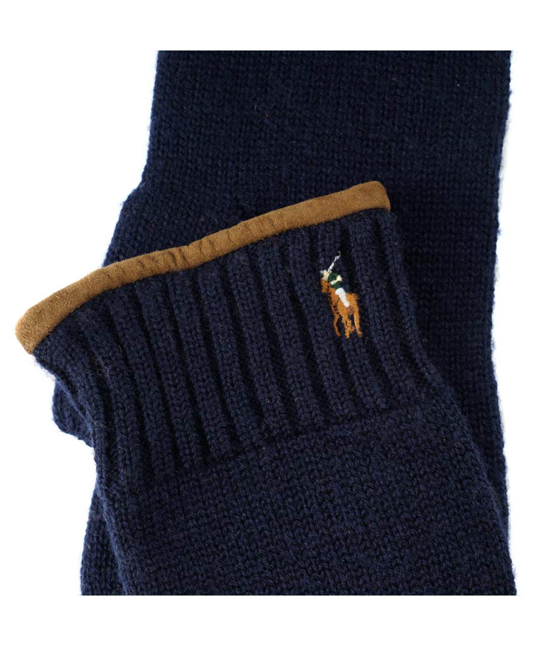 POLO RALPH LAUREN Темно-синие шерстяные перчатки, фото 4