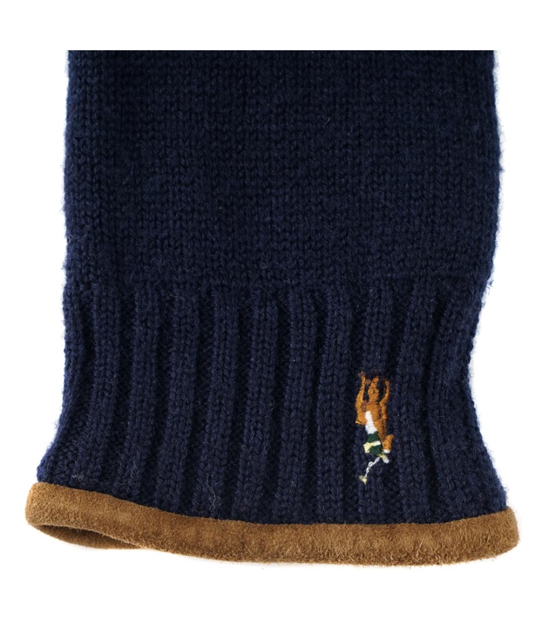 POLO RALPH LAUREN Темно-синие шерстяные перчатки, фото 3