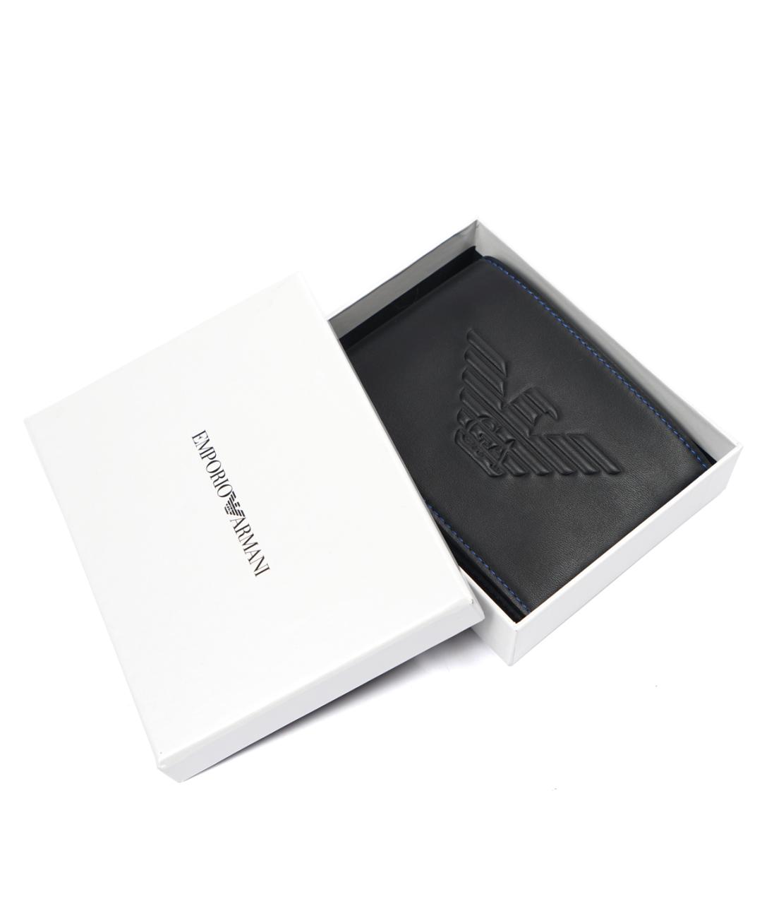 EMPORIO ARMANI Черный кожаный кошелек, фото 4