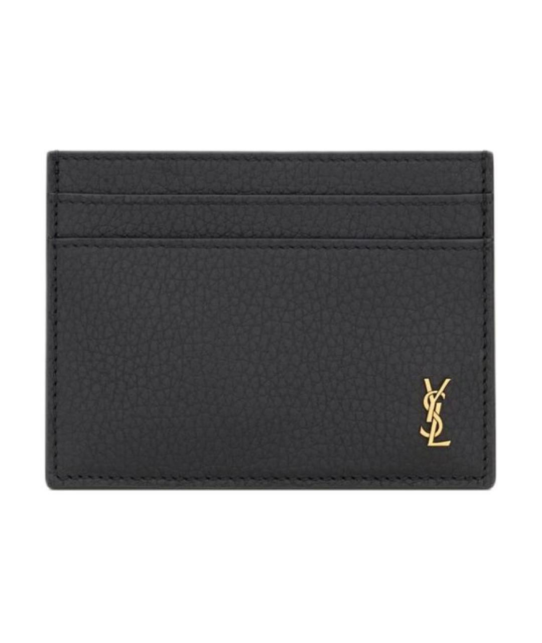 SAINT LAURENT Черный кожаный кардхолдер, фото 1