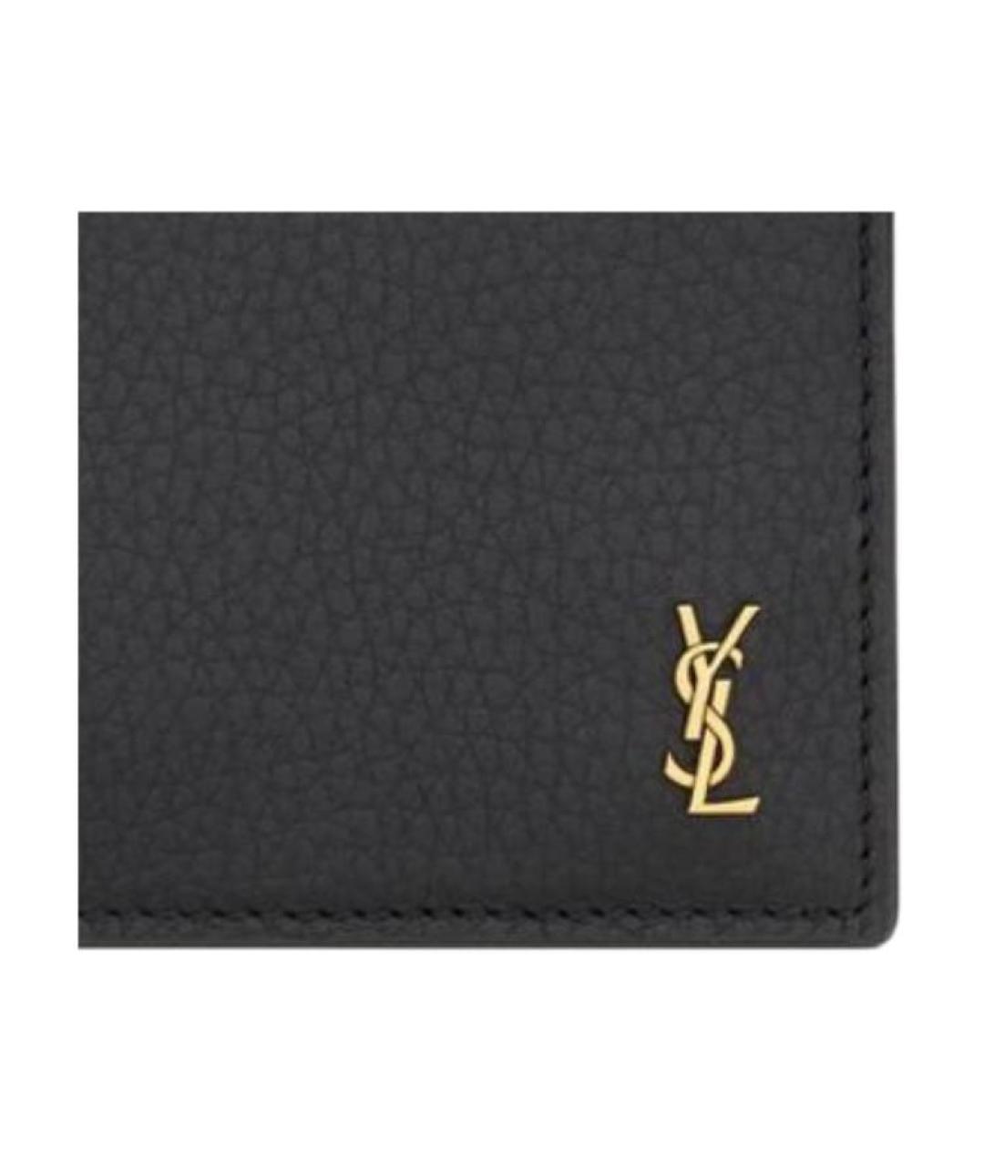SAINT LAURENT Черный кожаный кардхолдер, фото 3