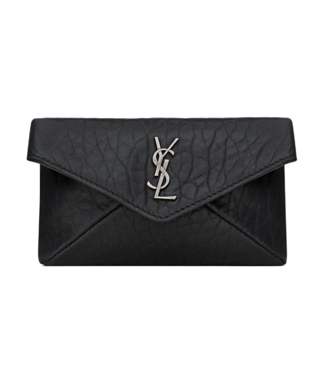 SAINT LAURENT Черный кожаный кардхолдер, фото 1