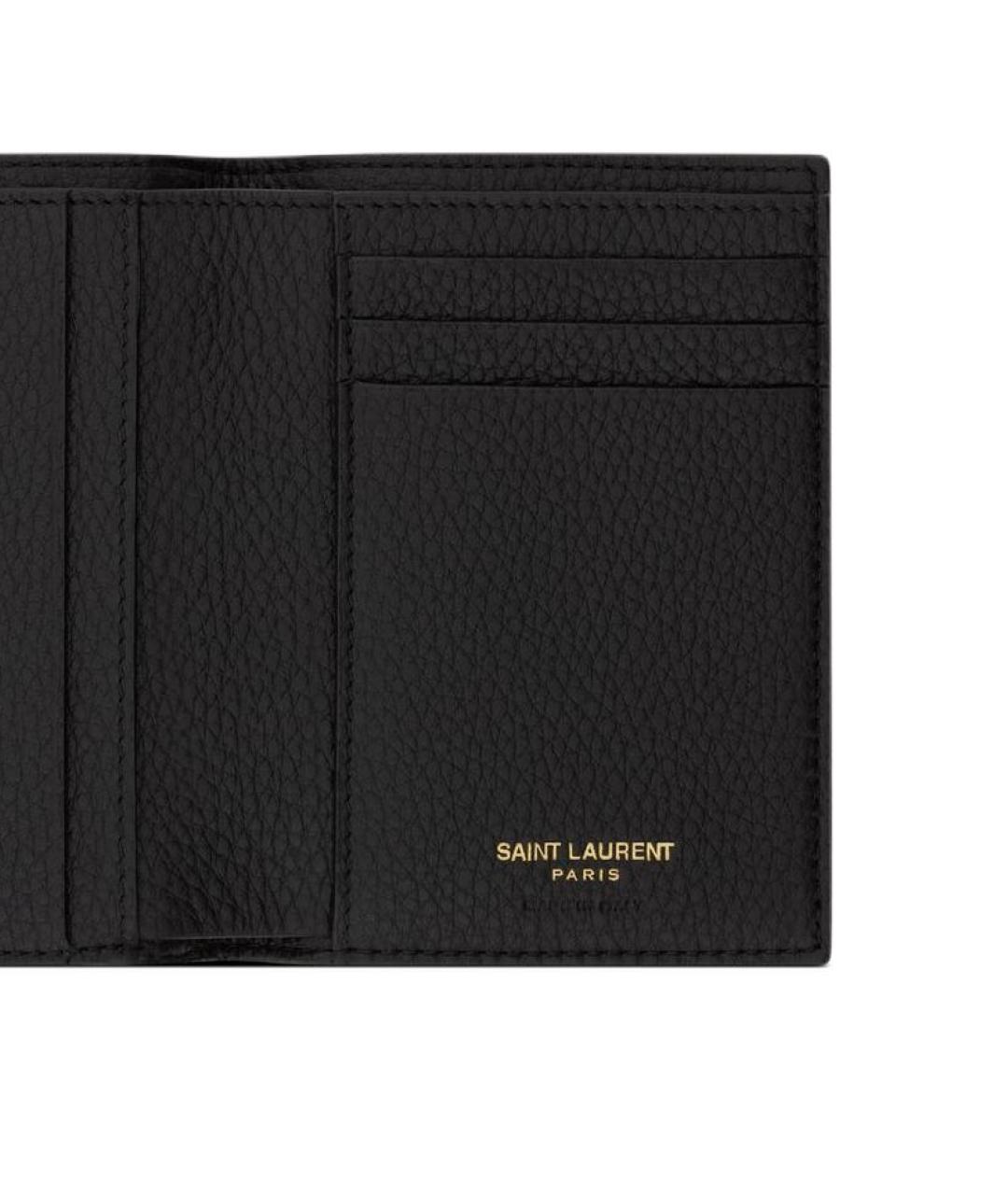 SAINT LAURENT Черный кожаный кошелек, фото 4