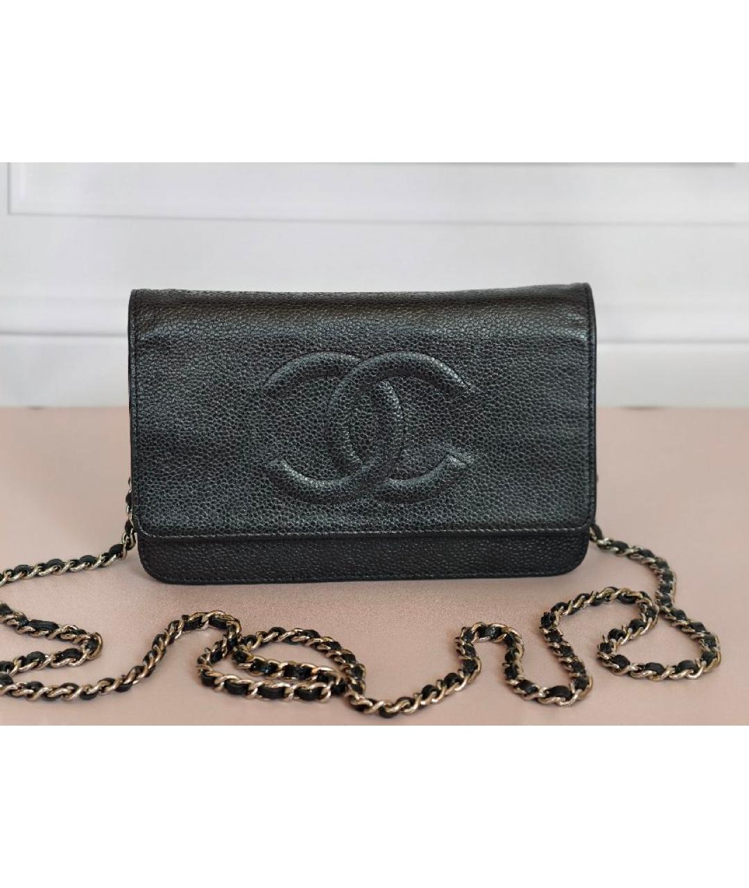 CHANEL Черная кожаная сумка через плечо, фото 8
