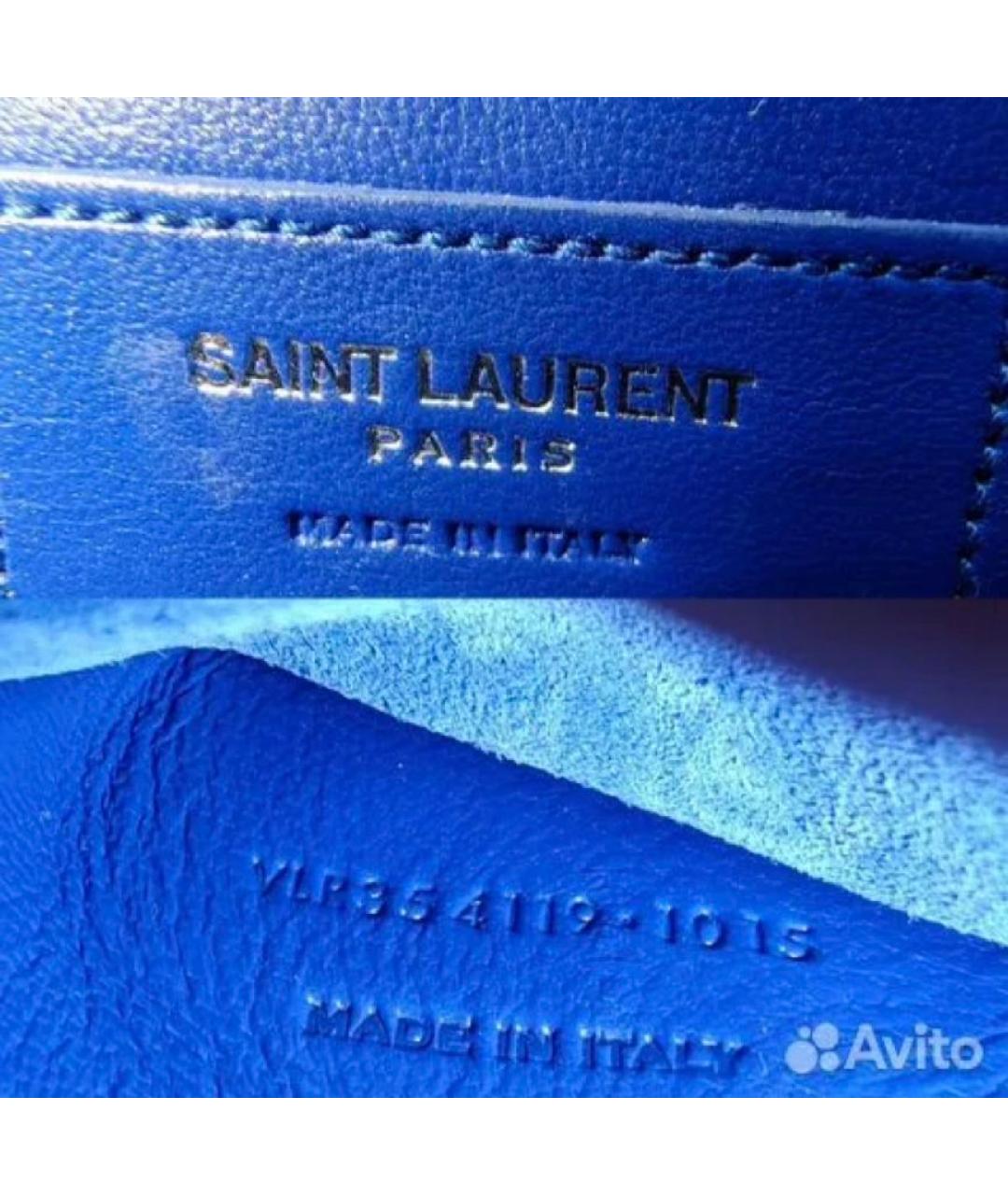 SAINT LAURENT Синяя кожаная сумка через плечо, фото 4