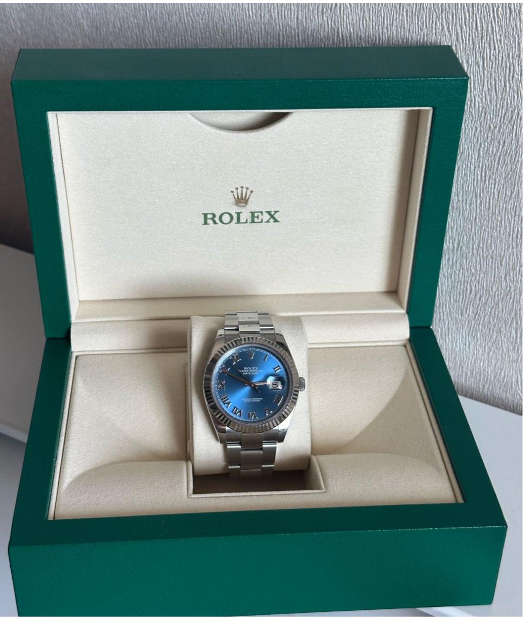 ROLEX Синие часы из белого золота, фото 3