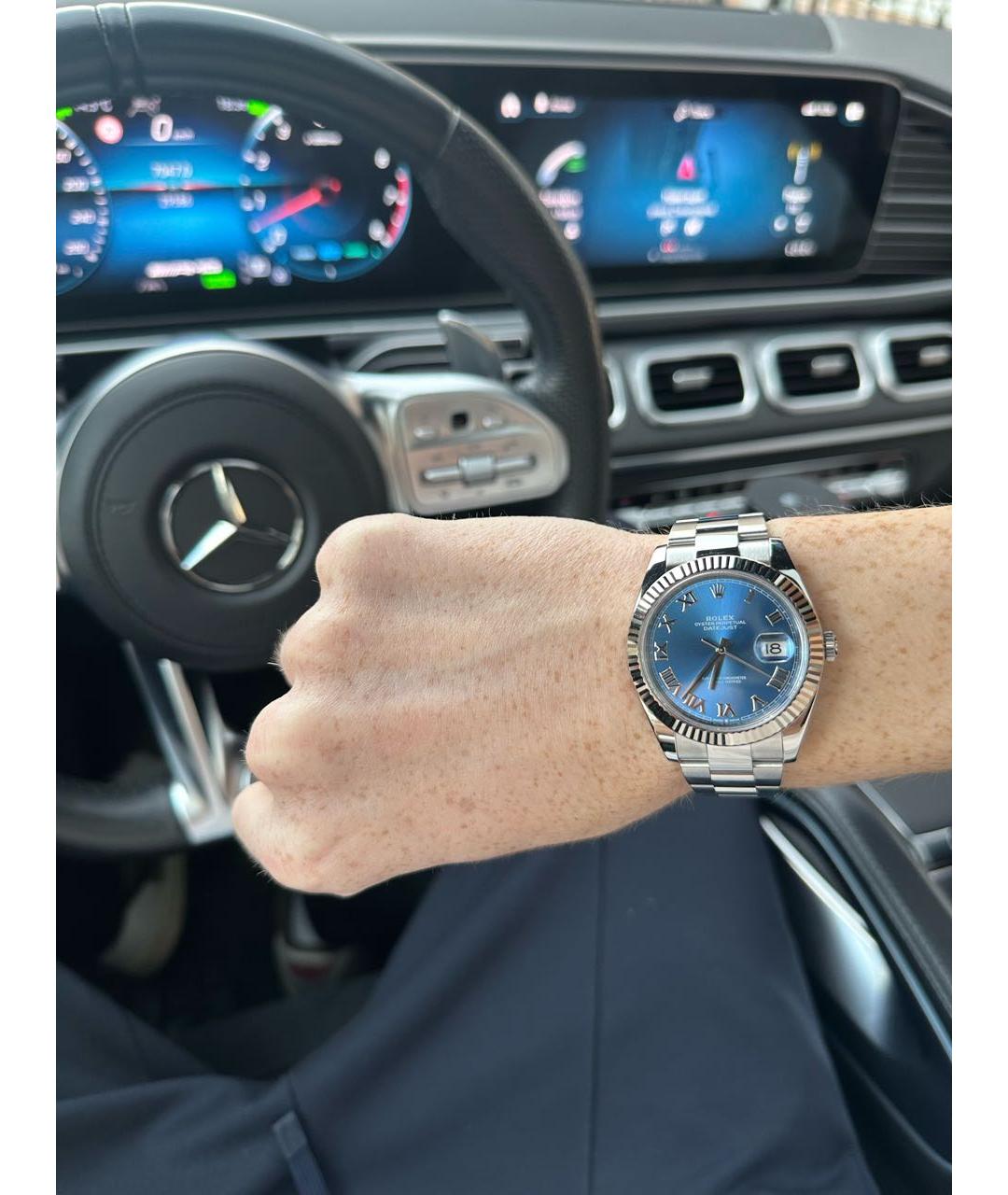 ROLEX Синие часы из белого золота, фото 2