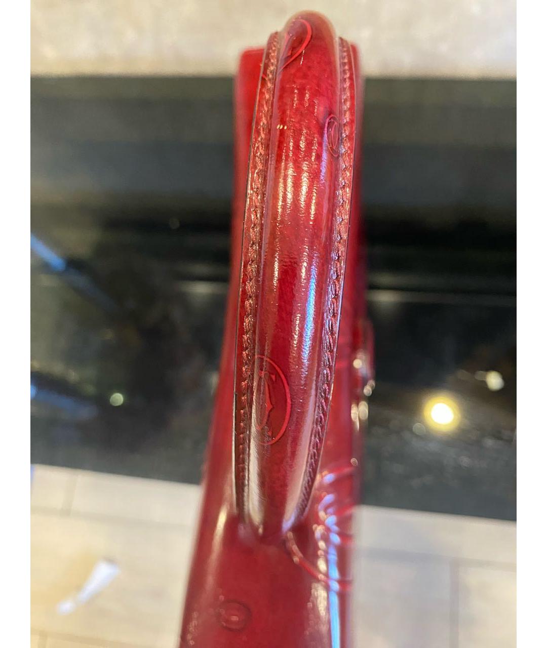 CARTIER Бордовая сумка с короткими ручками из лакированной кожи, фото 5