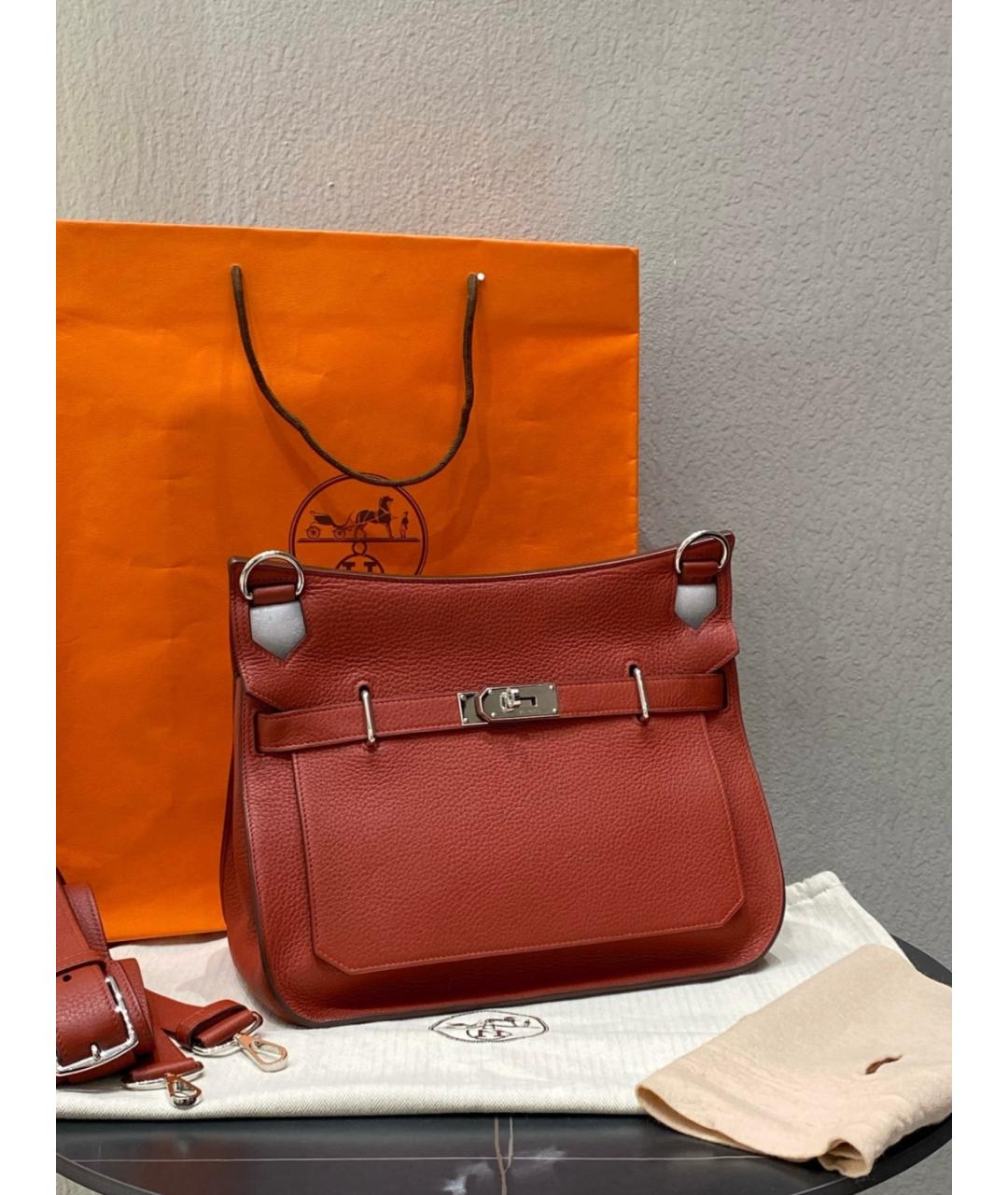 HERMES Красная кожаная сумка тоут, фото 2