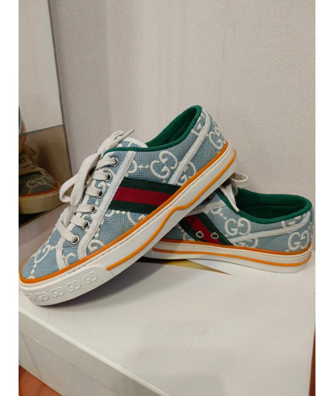 GUCCI Голубые кеды, фото 10