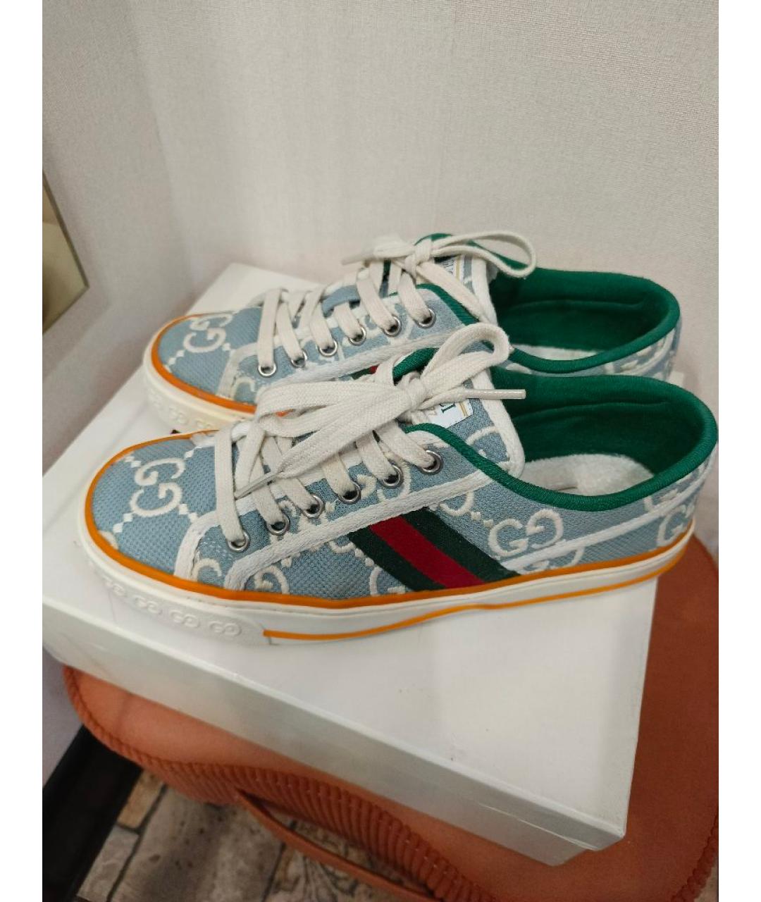 GUCCI Голубые кеды, фото 2