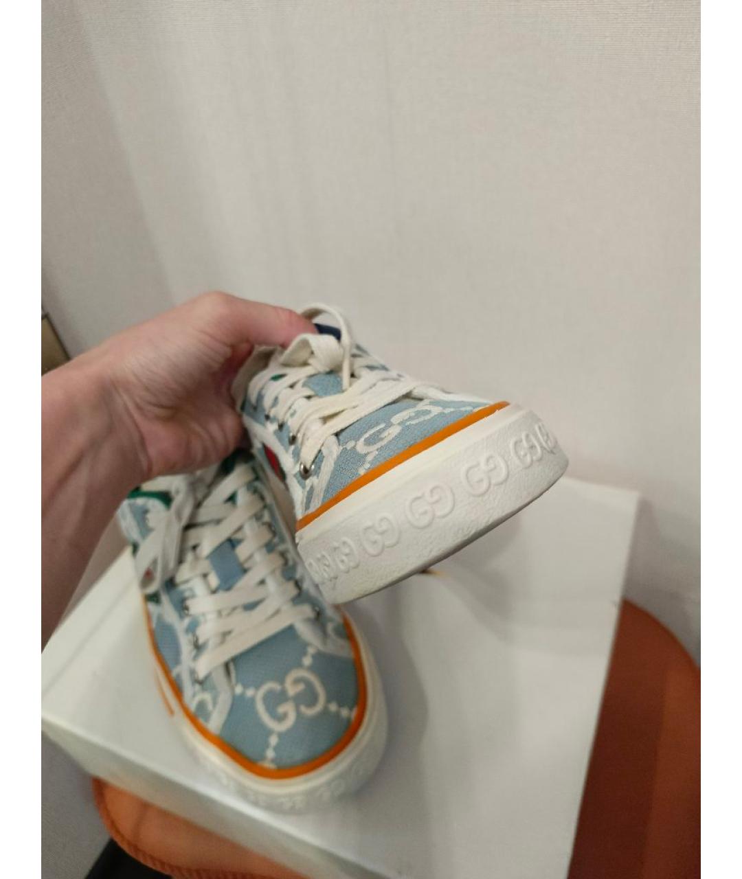GUCCI Голубые кеды, фото 6