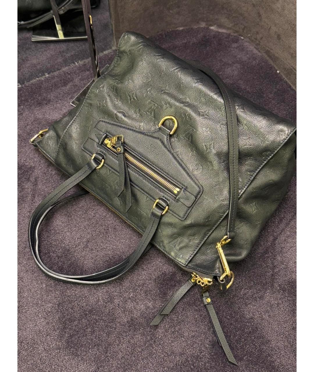 LOUIS VUITTON Черная кожаная сумка тоут, фото 7