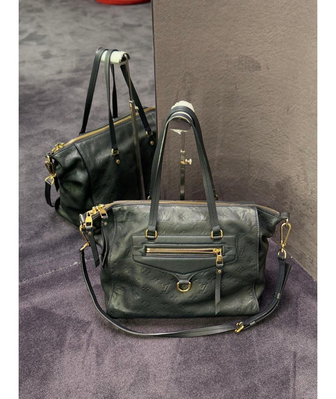 LOUIS VUITTON Черная кожаная сумка тоут, фото 8