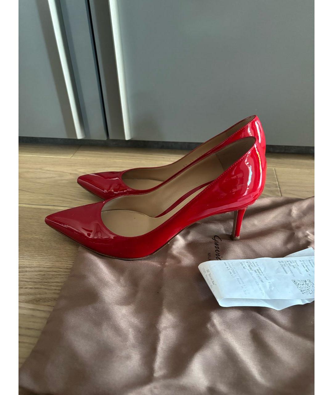 GIANVITO ROSSI Красные кожаные туфли, фото 5