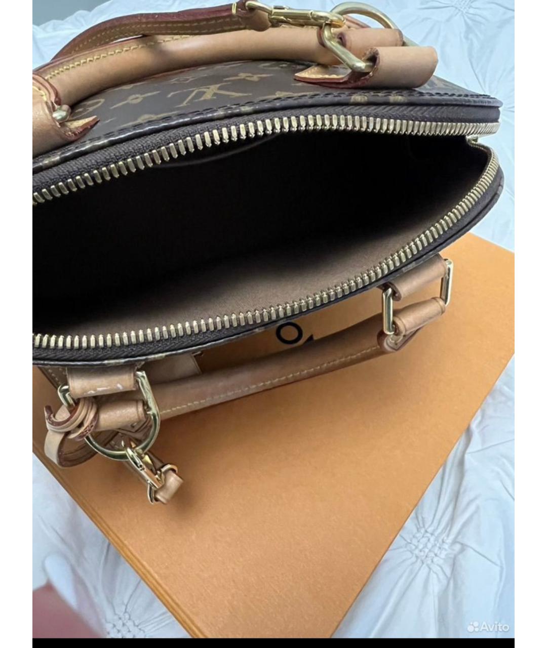 LOUIS VUITTON Коричневая кожаная сумка с короткими ручками, фото 4