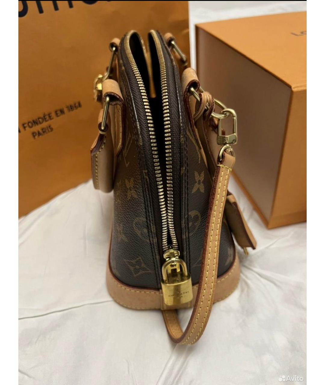 LOUIS VUITTON Коричневая кожаная сумка с короткими ручками, фото 2