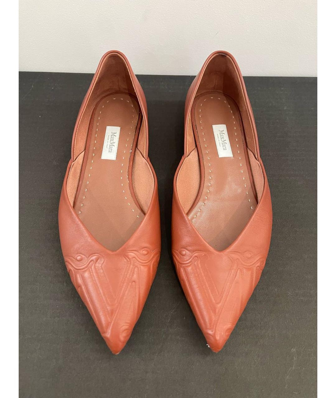 MAX MARA Коричневые кожаные балетки, фото 2