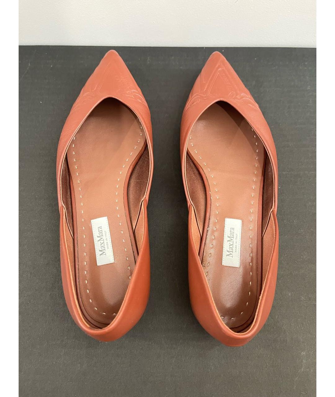 MAX MARA Коричневые кожаные балетки, фото 3