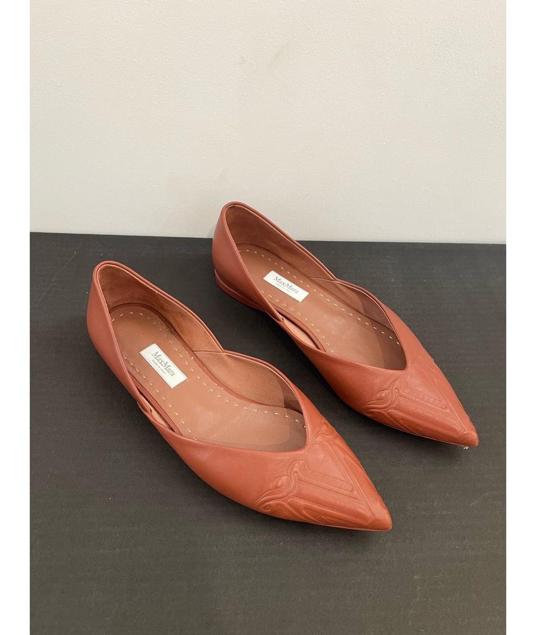 MAX MARA Коричневые кожаные балетки, фото 5