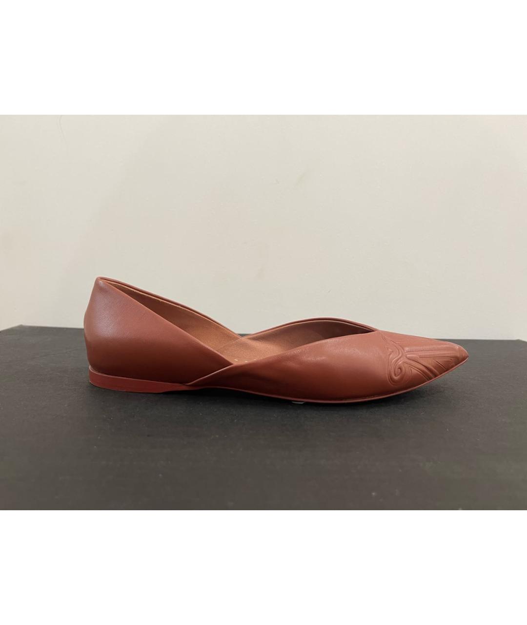 MAX MARA Коричневые кожаные балетки, фото 7