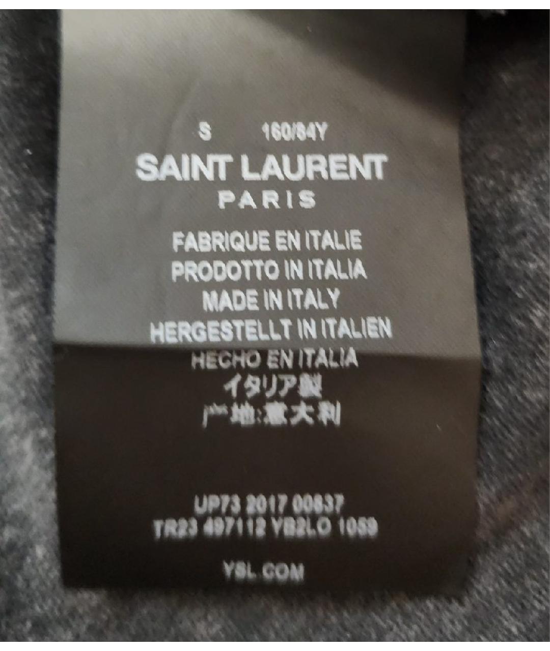 SAINT LAURENT Серая хлопковая футболка, фото 3