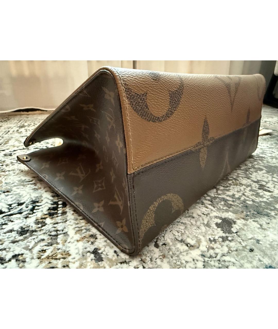 LOUIS VUITTON Коричневая кожаная сумка с короткими ручками, фото 6