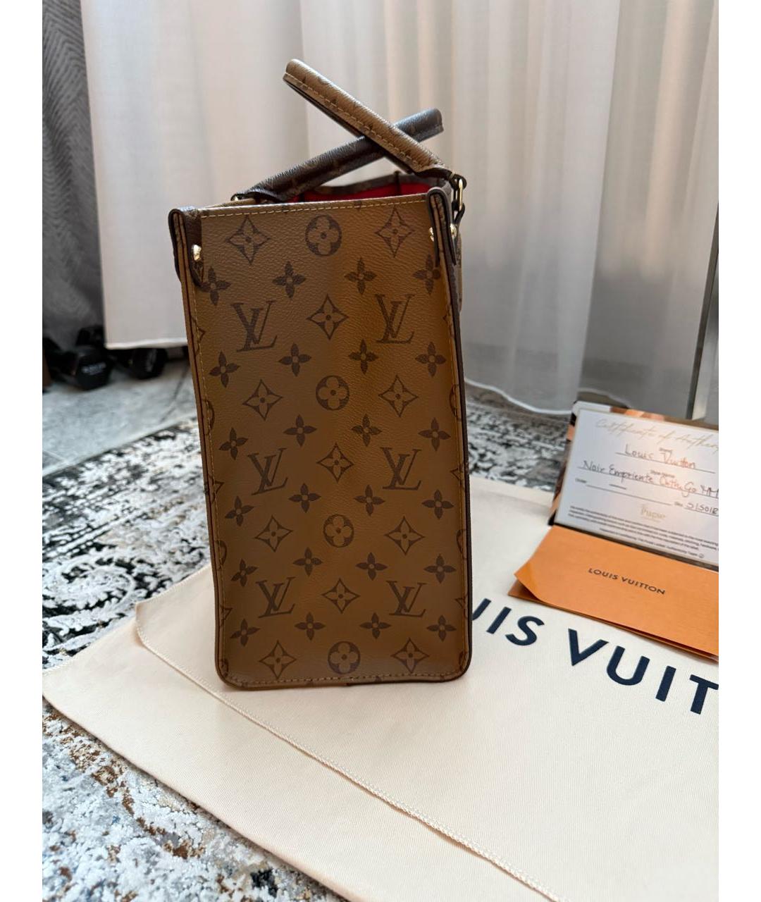 LOUIS VUITTON Коричневая кожаная сумка с короткими ручками, фото 8