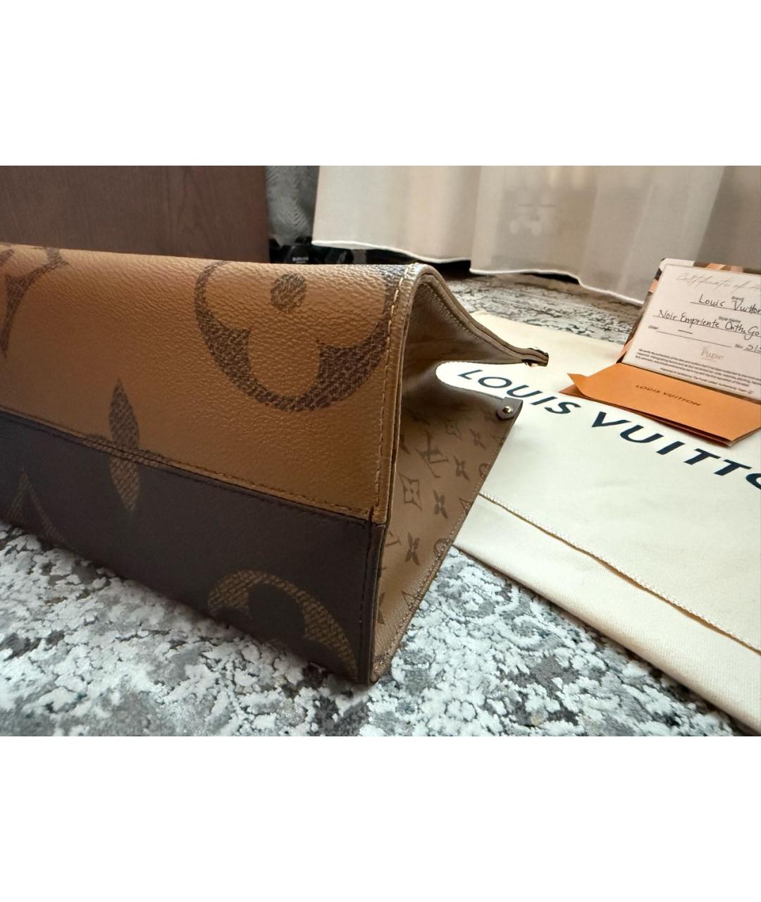 LOUIS VUITTON Коричневая кожаная сумка с короткими ручками, фото 7