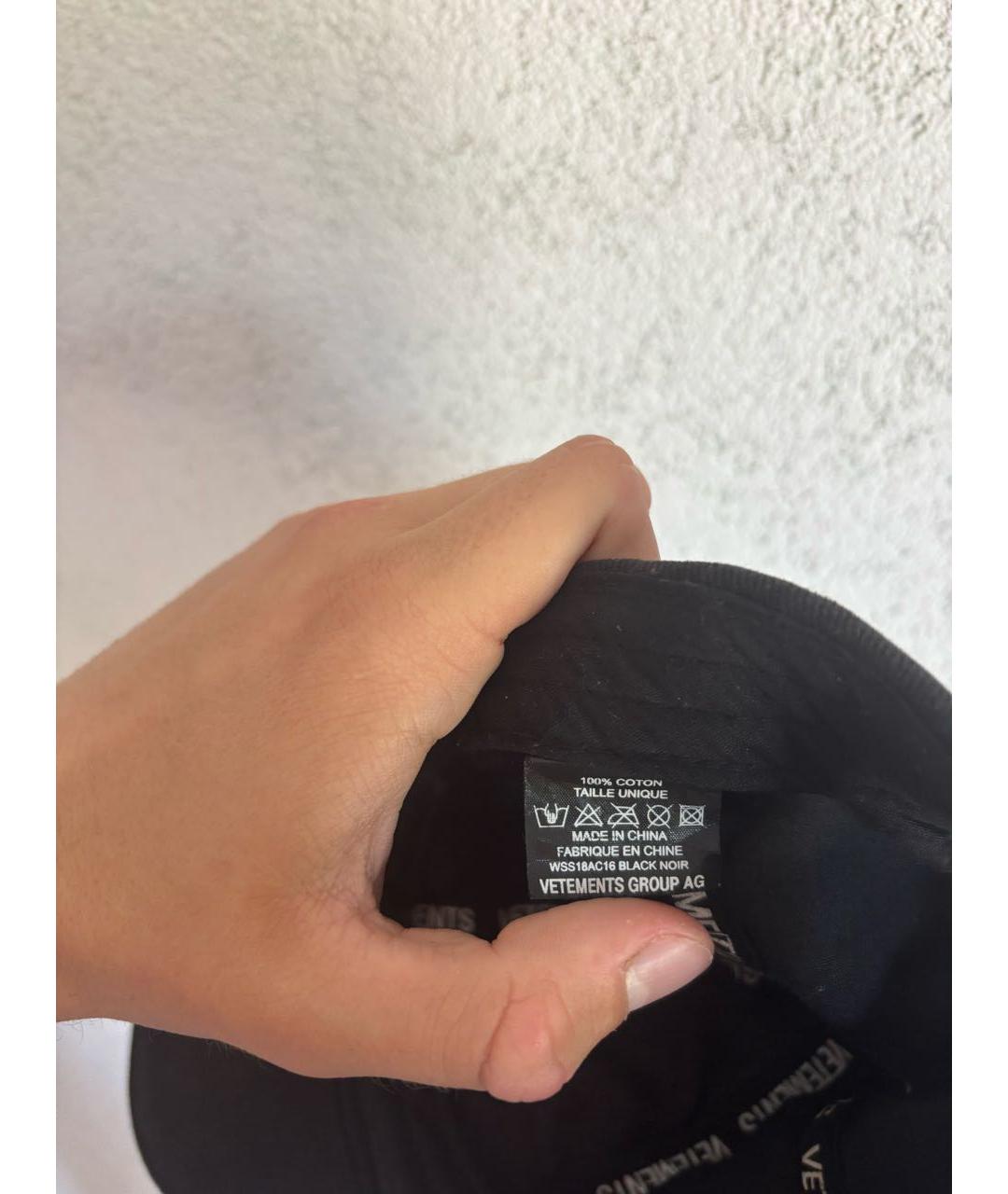 VETEMENTS Черная хлопковая кепка, фото 3