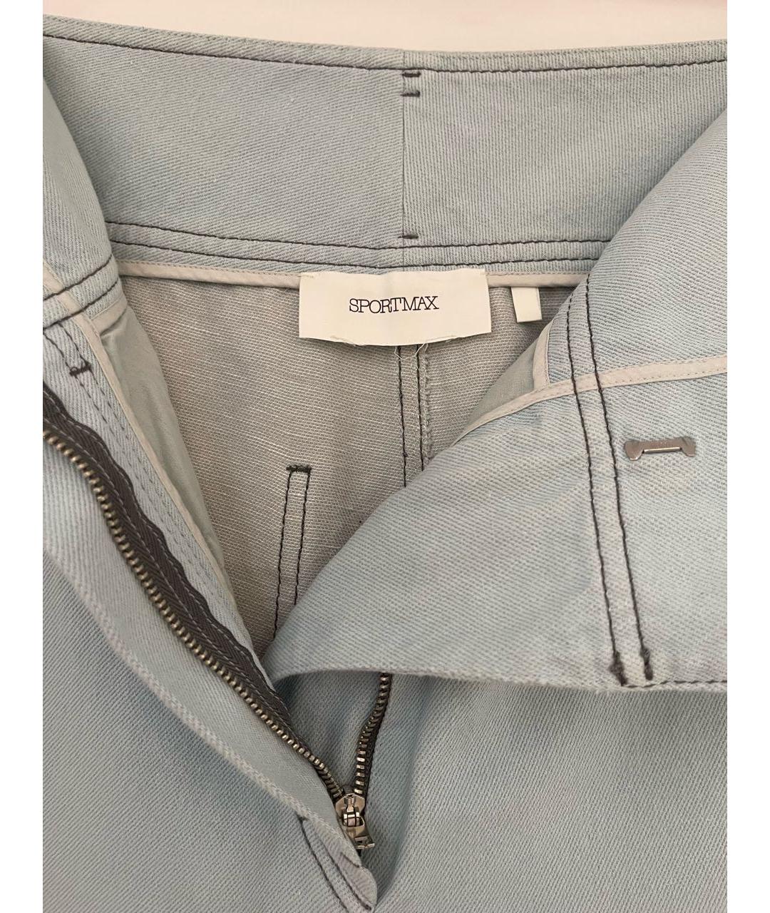 SPORTMAX Голубые хлопковые прямые джинсы, фото 3