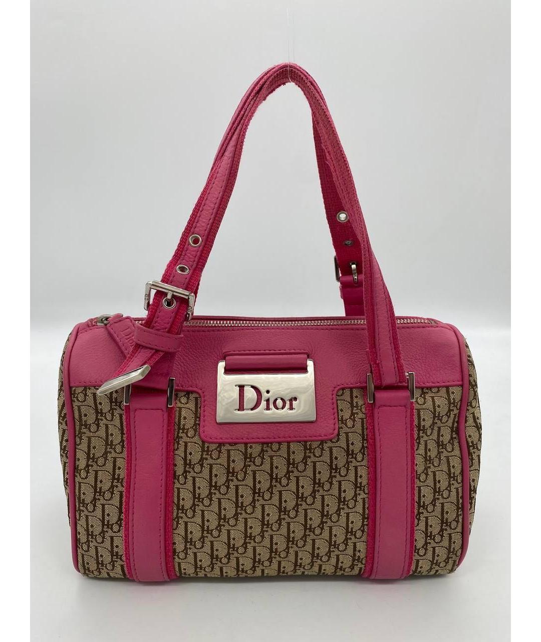 CHRISTIAN DIOR Коричневая жаккардовая сумка с короткими ручками, фото 9