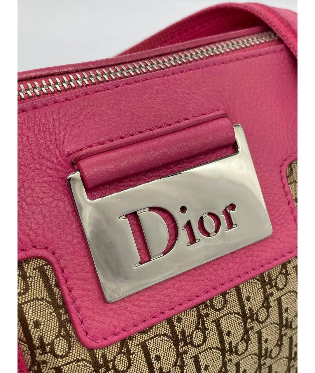 CHRISTIAN DIOR Коричневая жаккардовая сумка с короткими ручками, фото 6