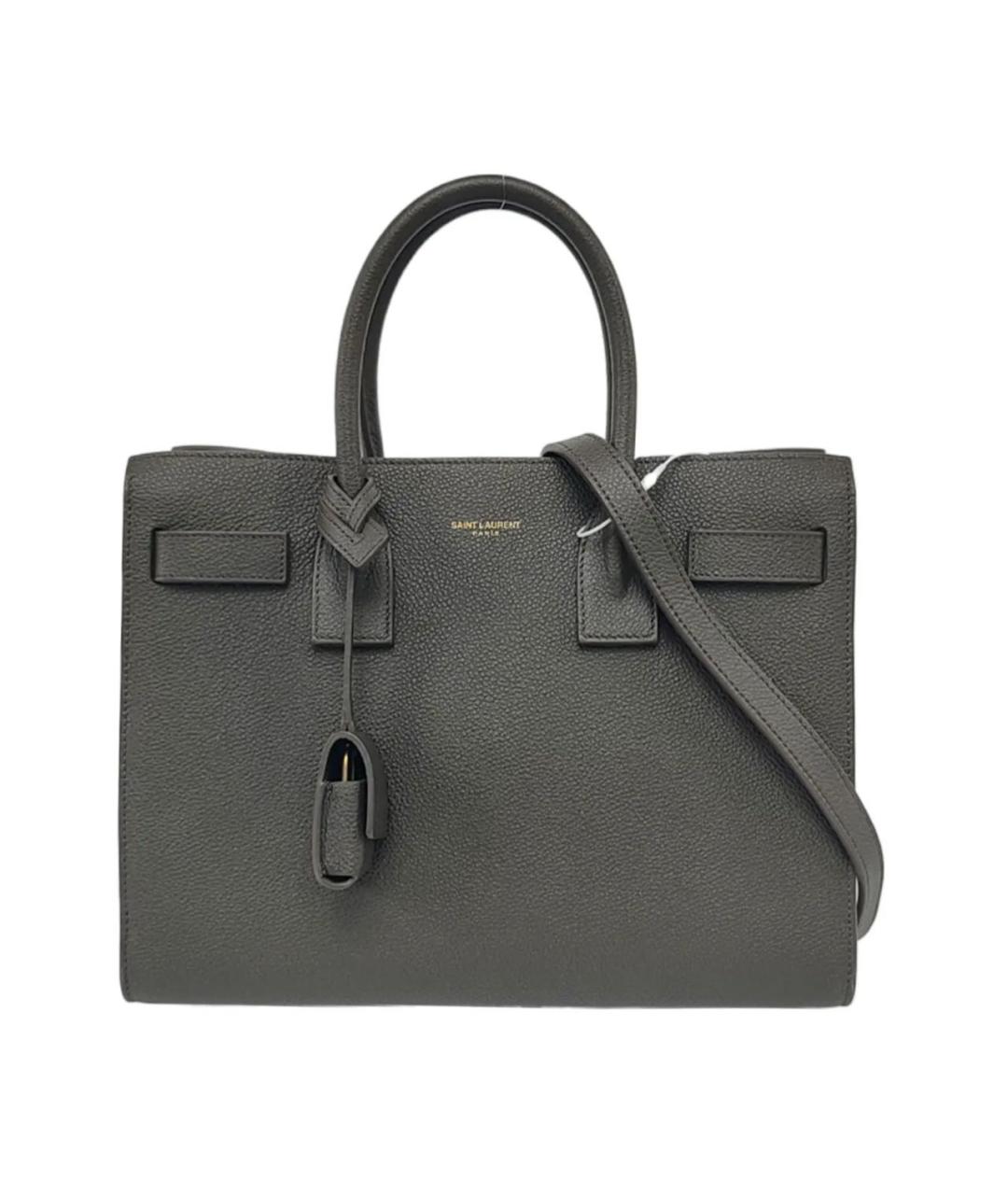 SAINT LAURENT Серая кожаная сумка с короткими ручками, фото 1