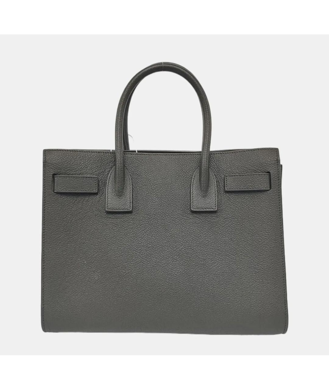 SAINT LAURENT Серая кожаная сумка с короткими ручками, фото 4