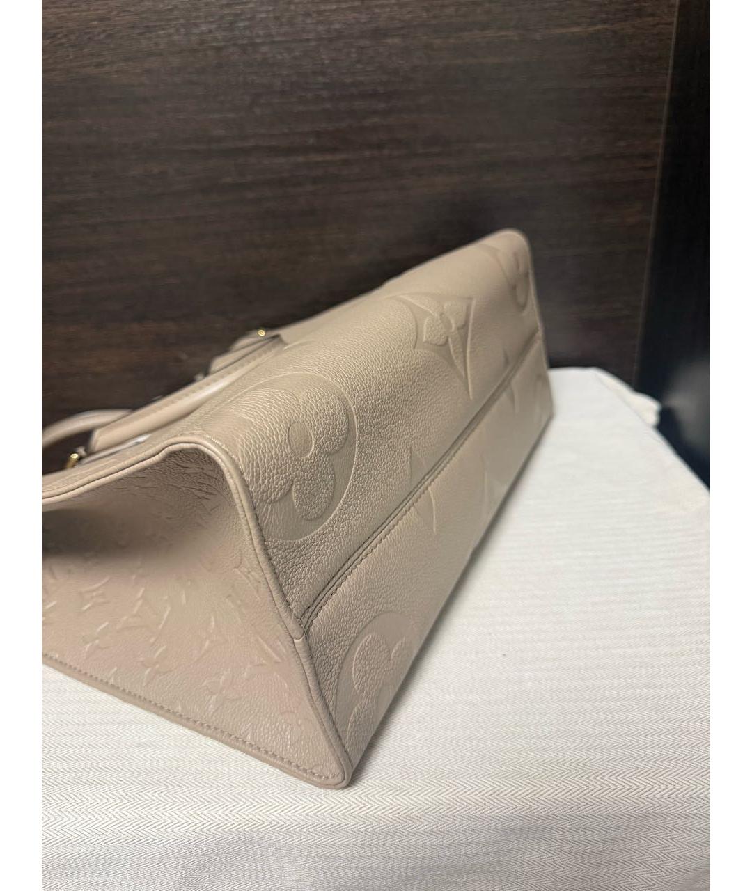 LOUIS VUITTON Бежевая кожаная сумка с короткими ручками, фото 3