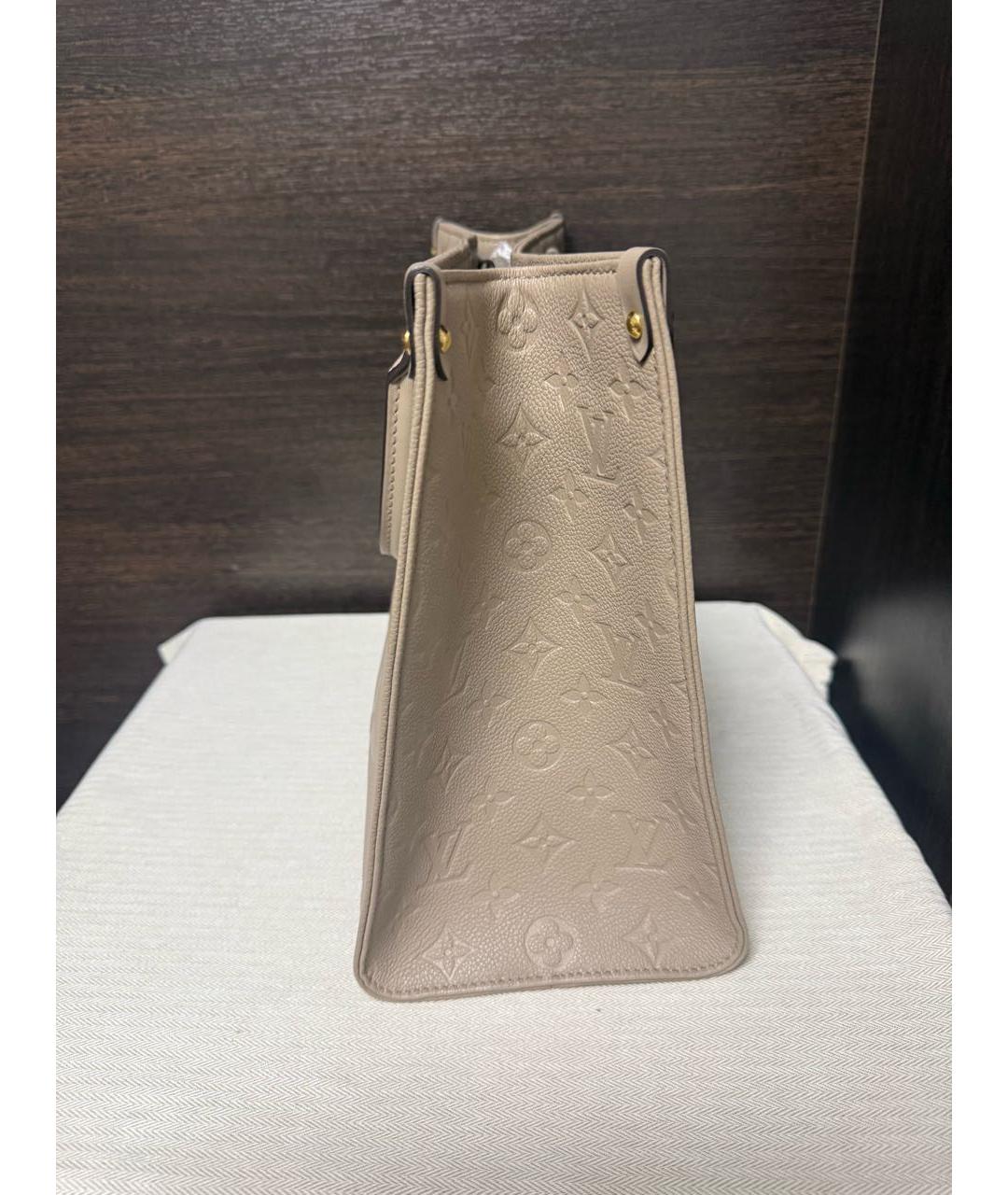 LOUIS VUITTON Бежевая кожаная сумка с короткими ручками, фото 2