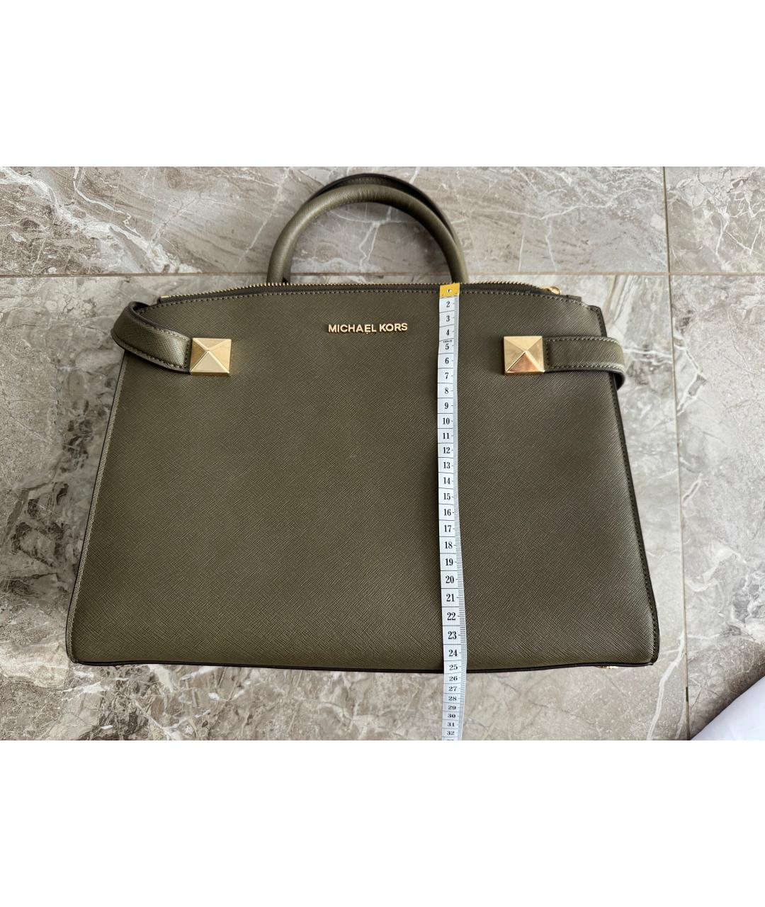 MICHAEL KORS Хаки кожаная сумка тоут, фото 3